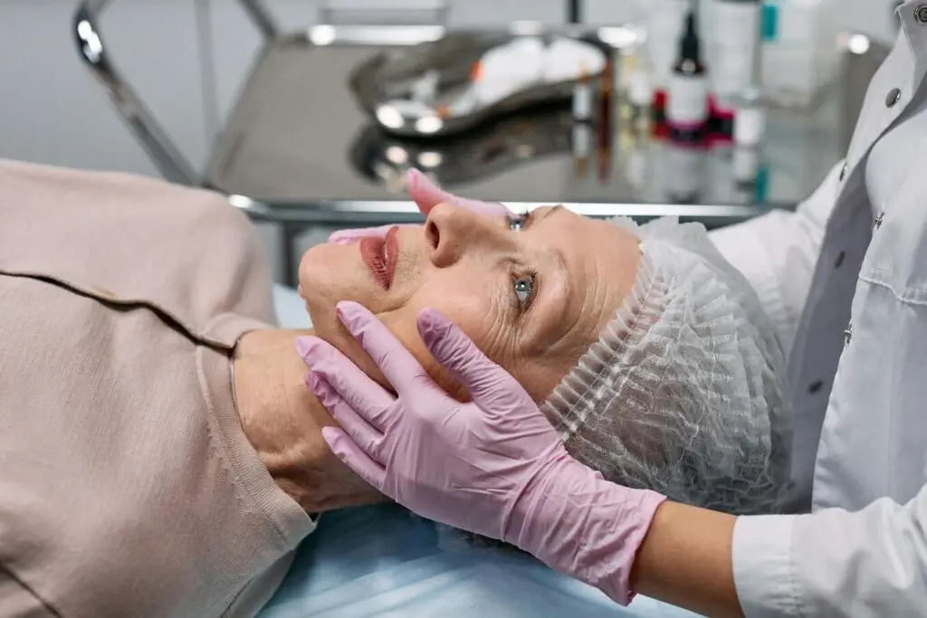 A woman over 50 undergoing plastic surgery