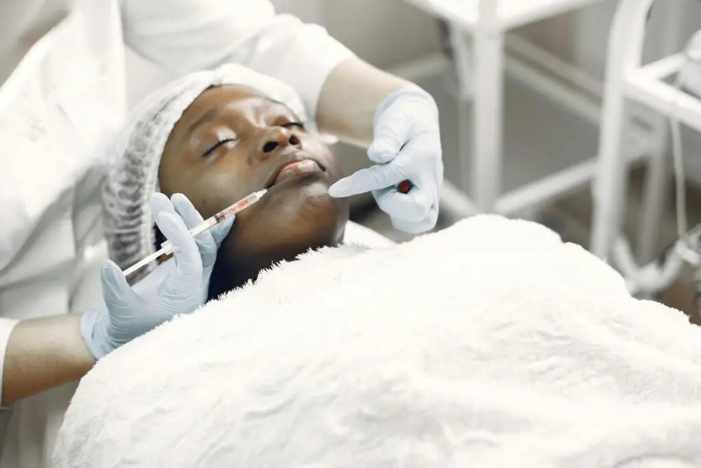 A woman undergoing plastic surgery