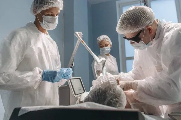 A person undergoing plastic surgery procedure