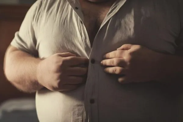 A man experiencing gynecomastia